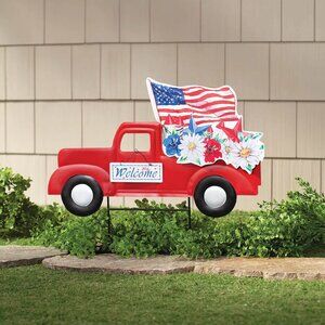 Patriotic Red Truck Stake by Fox River Creations - NIB